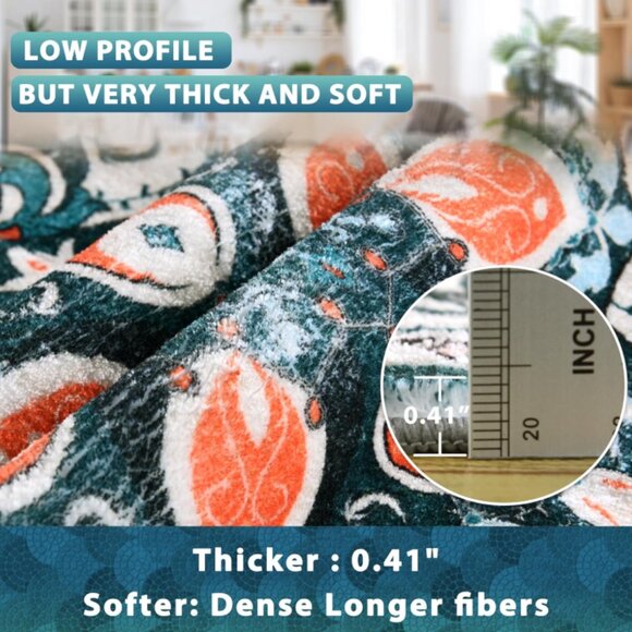 SARAG 2x8 Runner Rug for Hallways Non Skid Washable Kitchen Runner Green Vintage - Picture 2 of 14